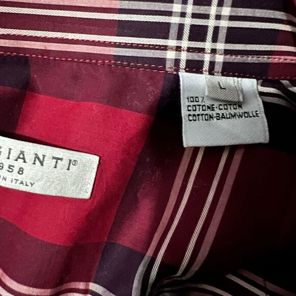 POGGIANTI 1958 Red Stripped Men’s Dress Button Down Long Sleeve Shirt Size Large - Picture 4 of 4